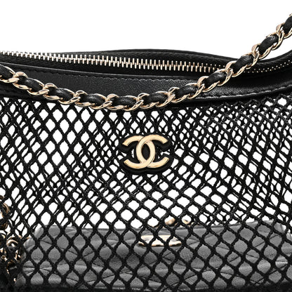 Chanel Mesh Shiny Lambskin Chain Hobo Black 9 of 13