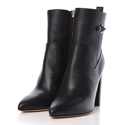 Valentino Garavani Pebbled Calfskin Rockstud Ankle Boots 41 Black 3 of 9