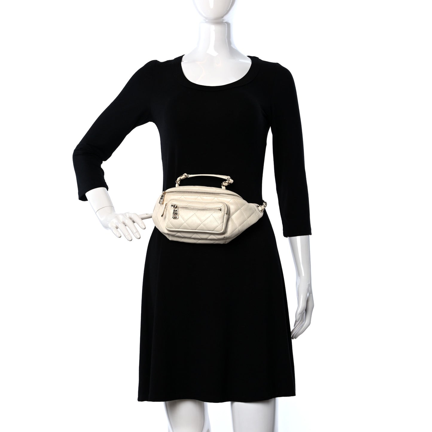 Calfskin Quilted All About Waist Belt Bag Light Beige