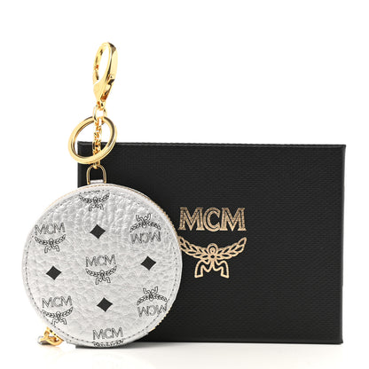 MCM Metallic Visetos Round Coin Pouch Silver 8 of 8