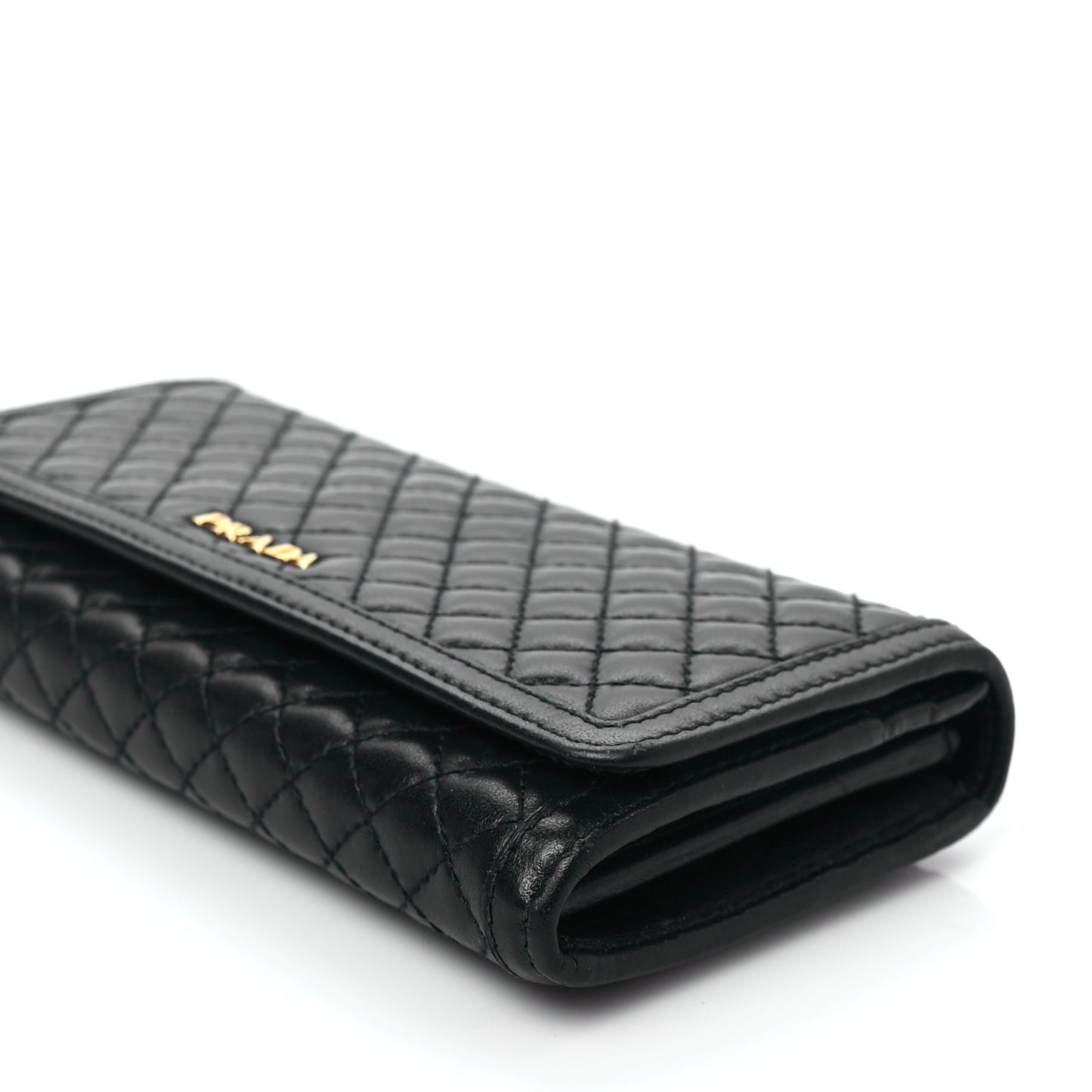 Soft Calfskin Quilted Continental Flap Wallet Black