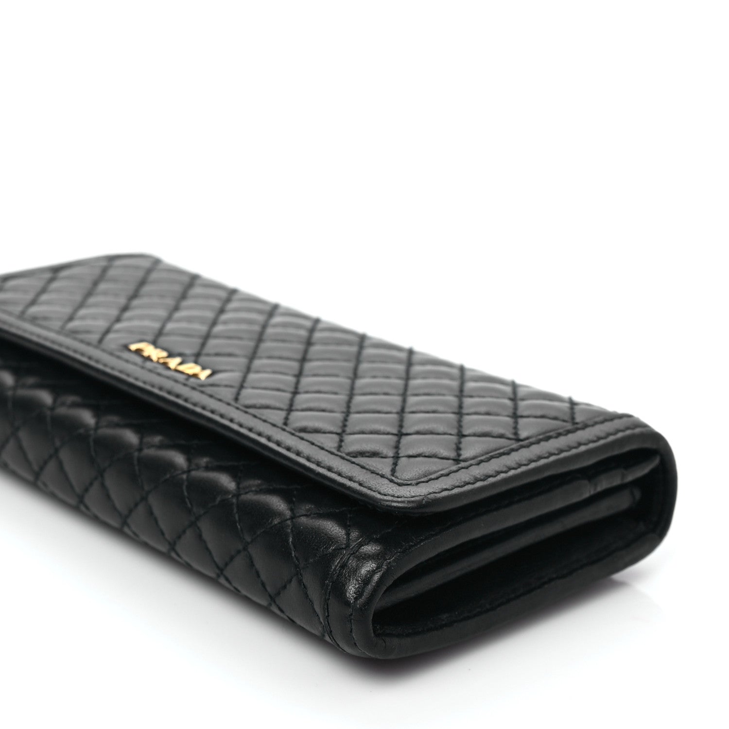 Prada Soft Calfskin Quilted Continental Flap Wallet Black 7 of 7