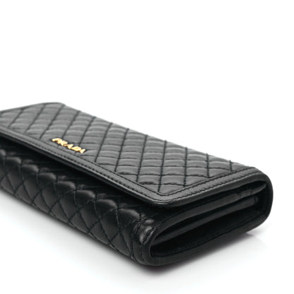 Prada Soft Calfskin Quilted Continental Flap Wallet Black 7 of 7