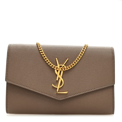 Saint Laurent Grain De Poudre Monogram Uptown Chain Wallet Taupe 1 of 11
