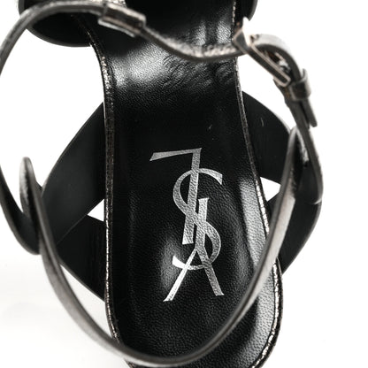Saint Laurent Metallic Supercrack Calfskin Tribute 105 Platform Sandals 36.5 Gunmetal 8 of 9