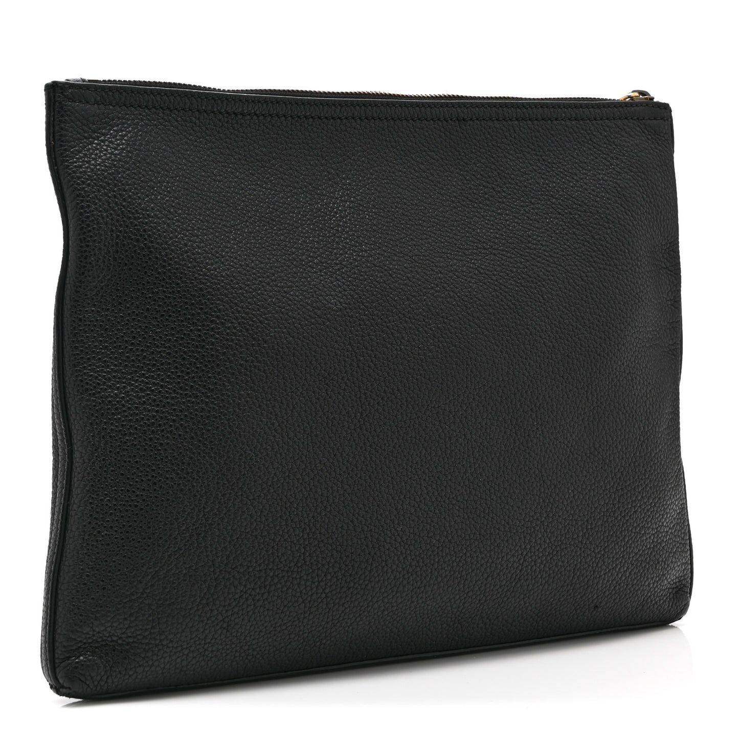 Pebbled Calfskin Medium Logo Portfolio Clutch Black