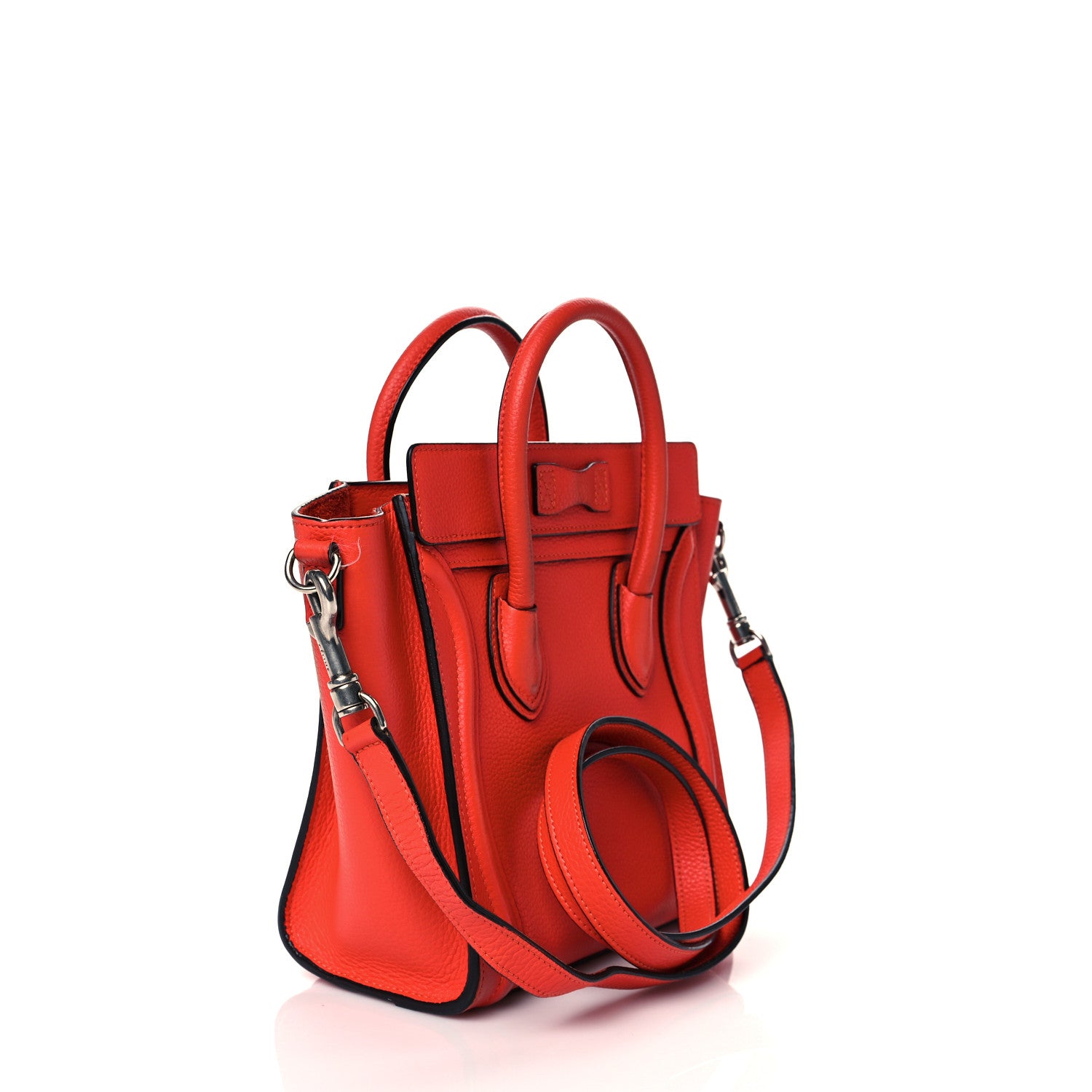 Celine Drummed Calfskin Nano Luggage Coquelicot 3 of 13