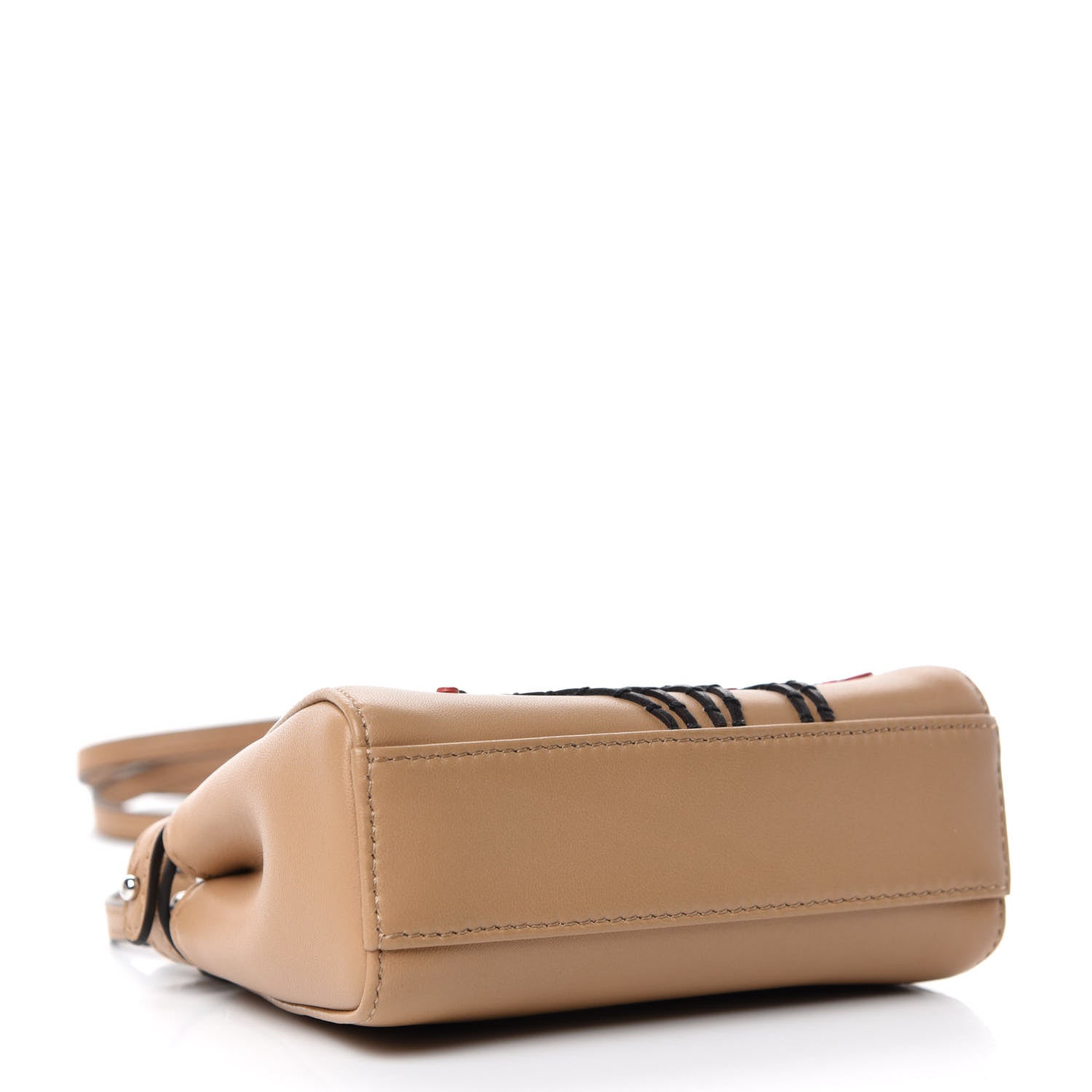 Fendi Shiny Nappa Botanical Garden Embroidered Micro Peekaboo Iconic Satchel Cuoio Rosso 4 of 7