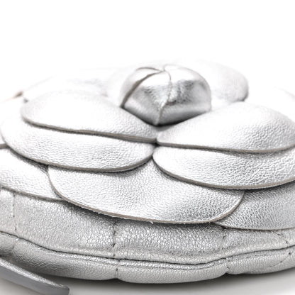 Chanel Metallic Lambskin Mini Camellia Bouquet Clutch With Chain Silver 8 of 9