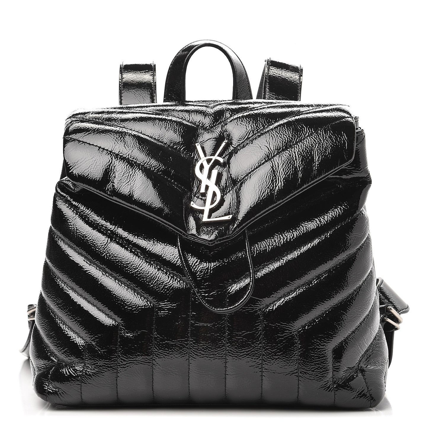 Patent Y Quilted Monogram Small Loulou Backpack Black