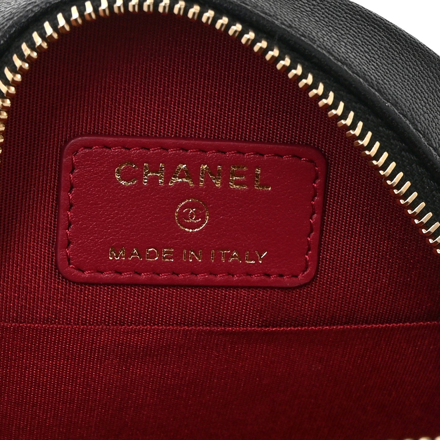 Shiny Goatskin Quilted Chanel 19 Round Clutch With Chain Black