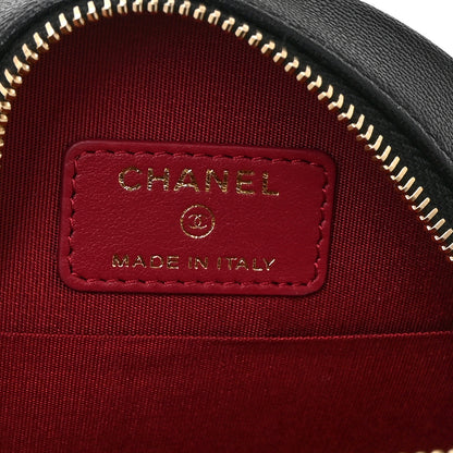 Chanel Shiny Goatskin Quilted Chanel 19 Round Clutch With Chain Black 6 of 10