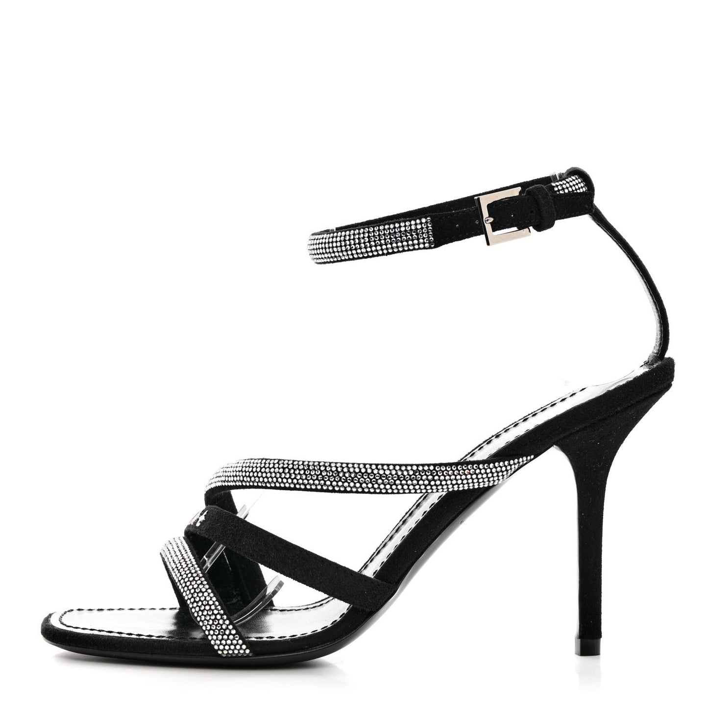 Suede Goat Rhinestone Appeal Sandals 37 Black