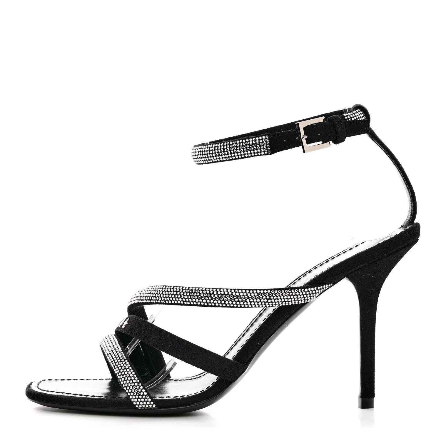 Louis Vuitton Suede Goat Rhinestone Appeal Sandals 37 Black 1 of 9