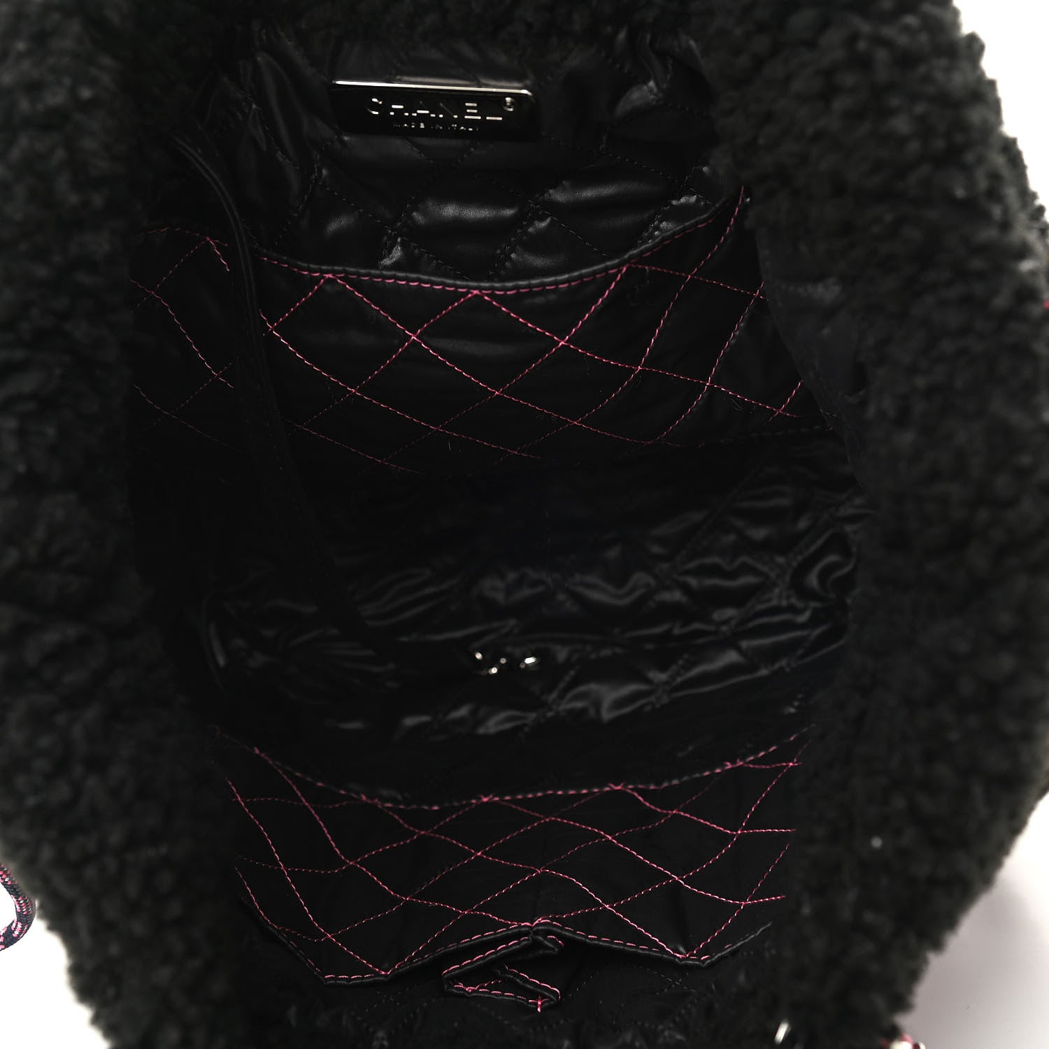 Chanel Shearling Sheepskin Large Coco Neige Tote Black 5 of 10