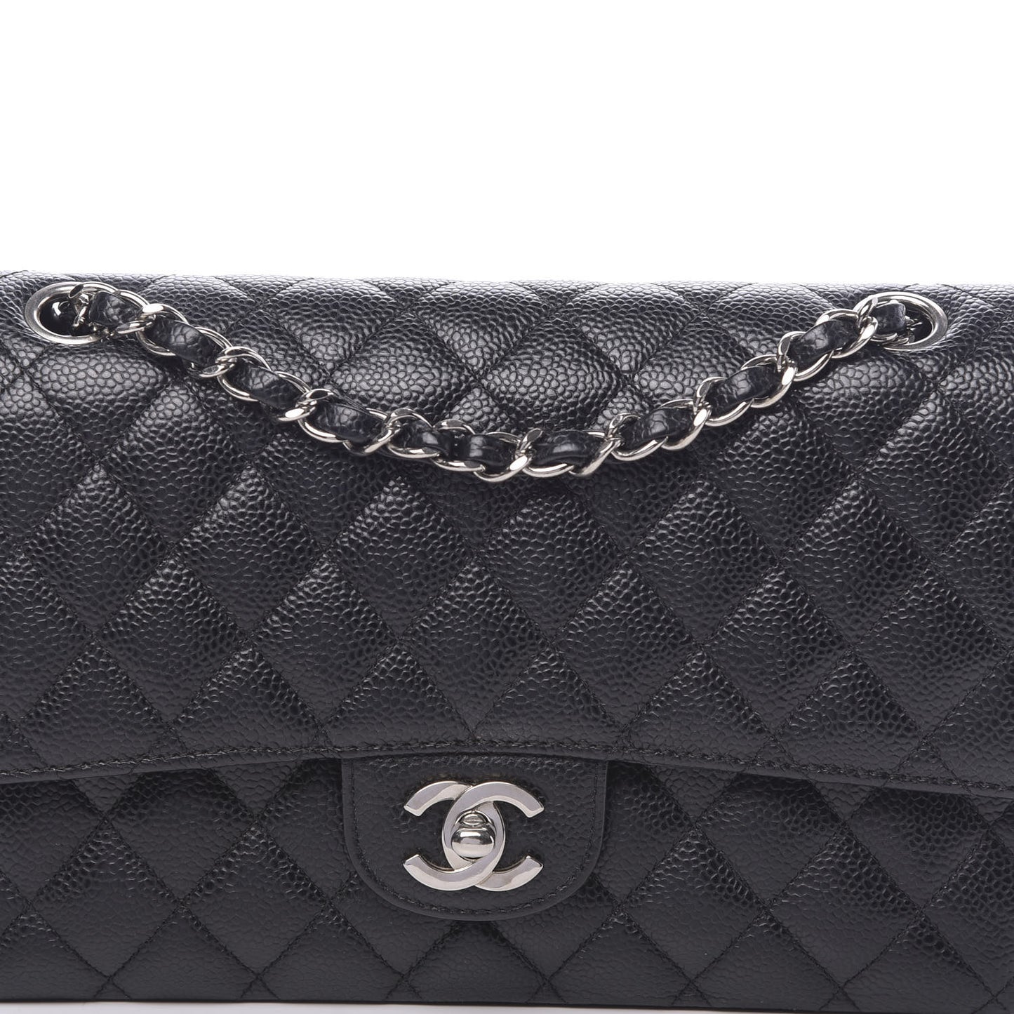 Caviar Quilted Medium Double Flap Black