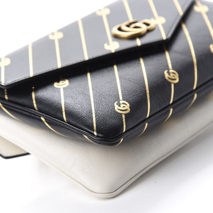 Gucci Calfskin Diagonal GG Medium Thiara Double Envelope Shoulder Bag Black White 7 of 11