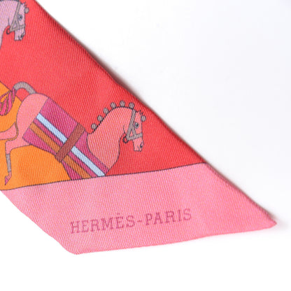 Hermes Silk Rocabar Twilly Orange Rouge Framboise 3 of 4