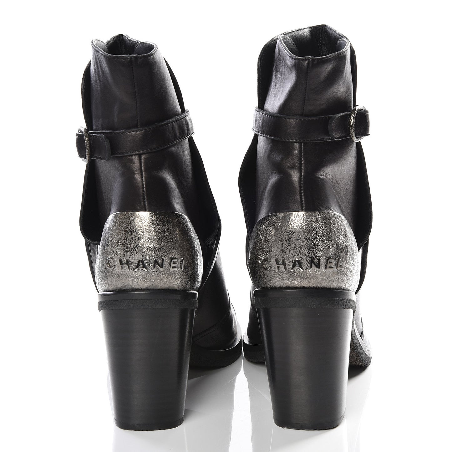 Lambskin CC Buckle Short Boots 41 Black