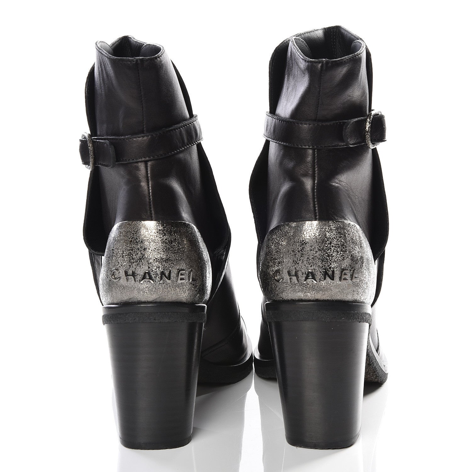 Chanel Lambskin CC Buckle Short Boots 41 Black 6 of 11