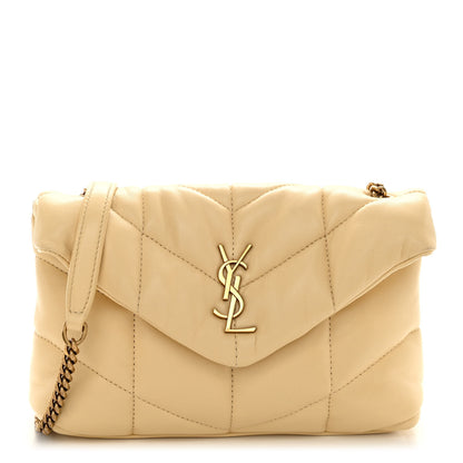 Saint Laurent Lambskin Quilted Toy Loulou Puffer Monogram Chain Satchel Jaune Pale 1 of 9