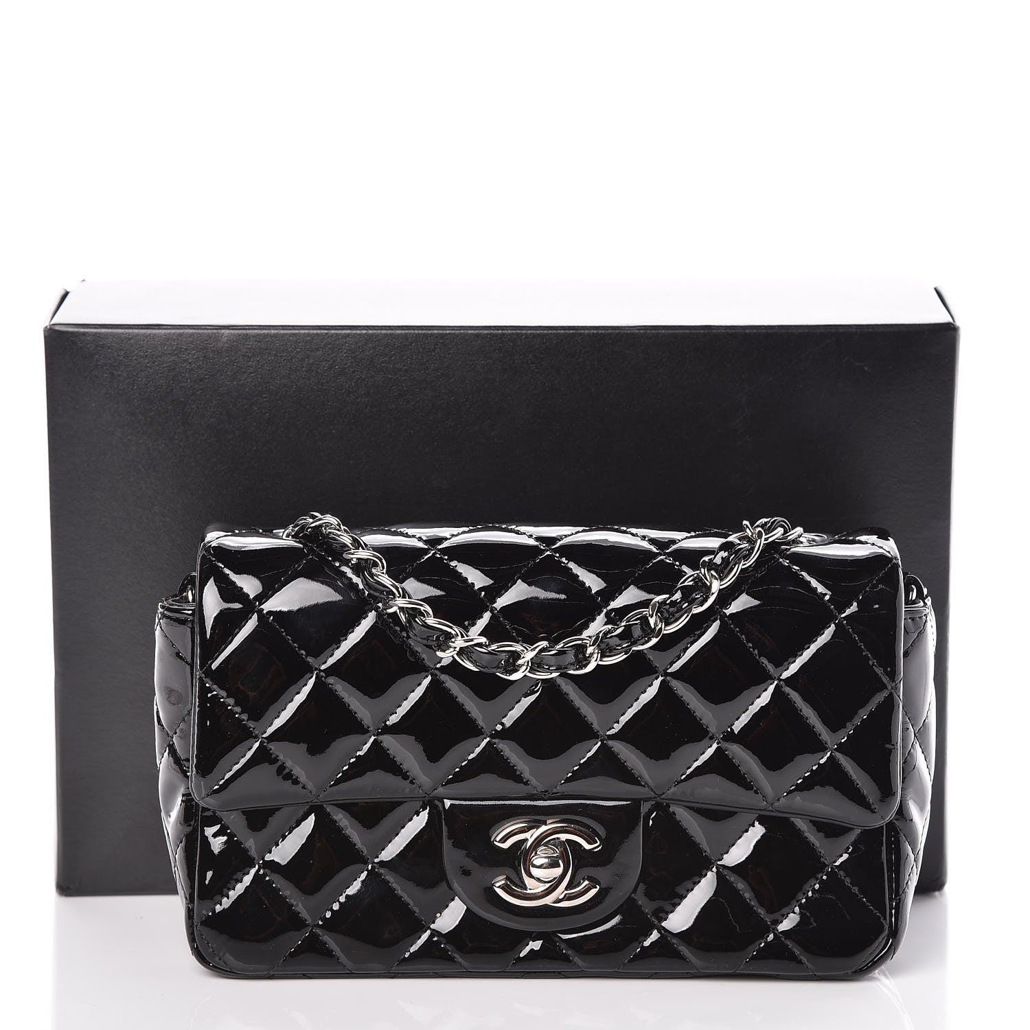 Chanel Patent Calfskin Quilted Mini Rectangular Flap Black 11 of 11
