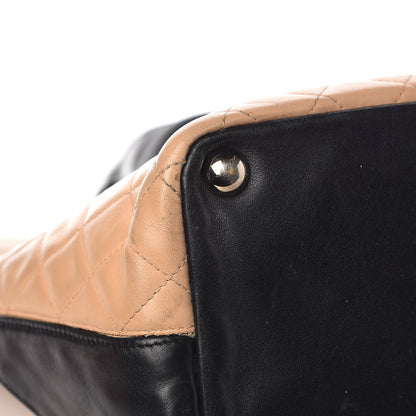 Chanel Calfskin Quilted Large Cambon Tote Beige Black 15 of 16