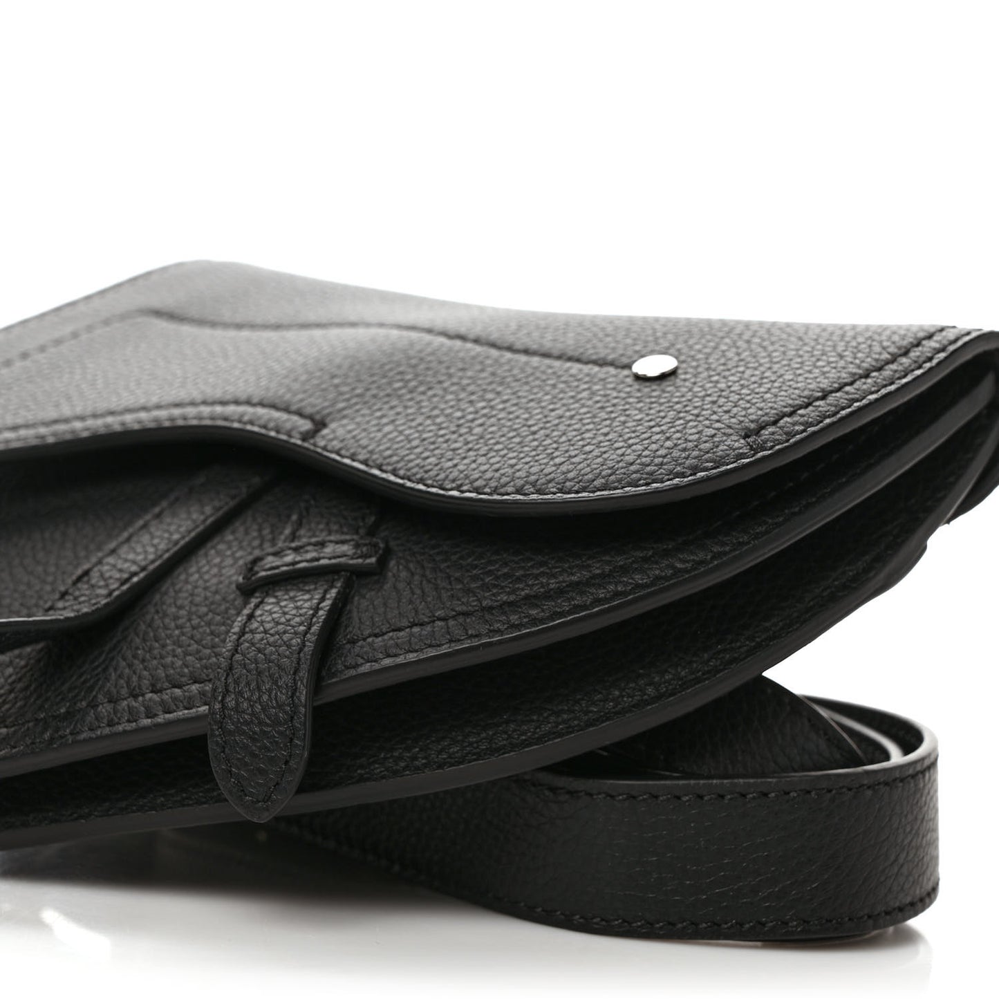 Grained Calfskin Saddle Pouch Belt Bag Black