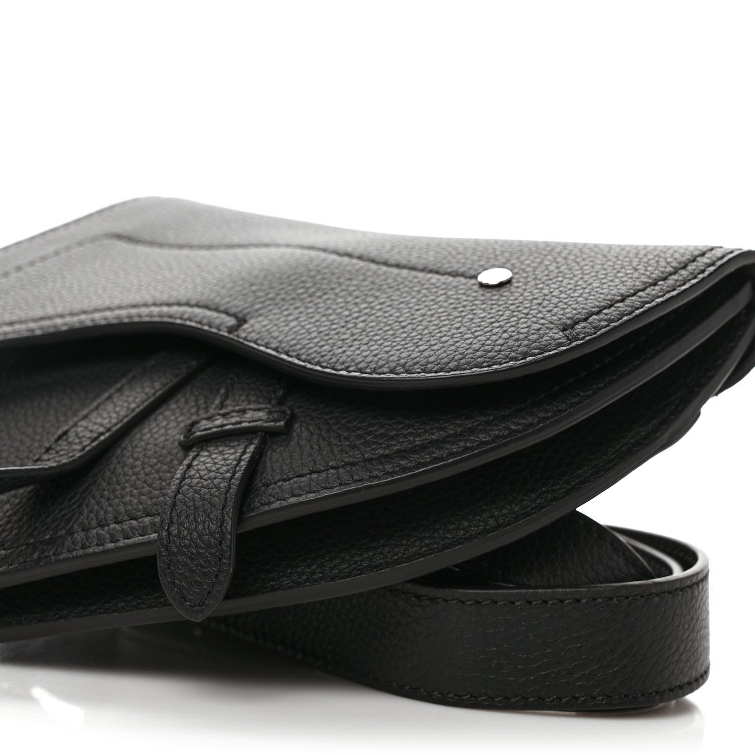 Christian Dior Grained Calfskin Saddle Pouch Belt Bag Black 7 of 9