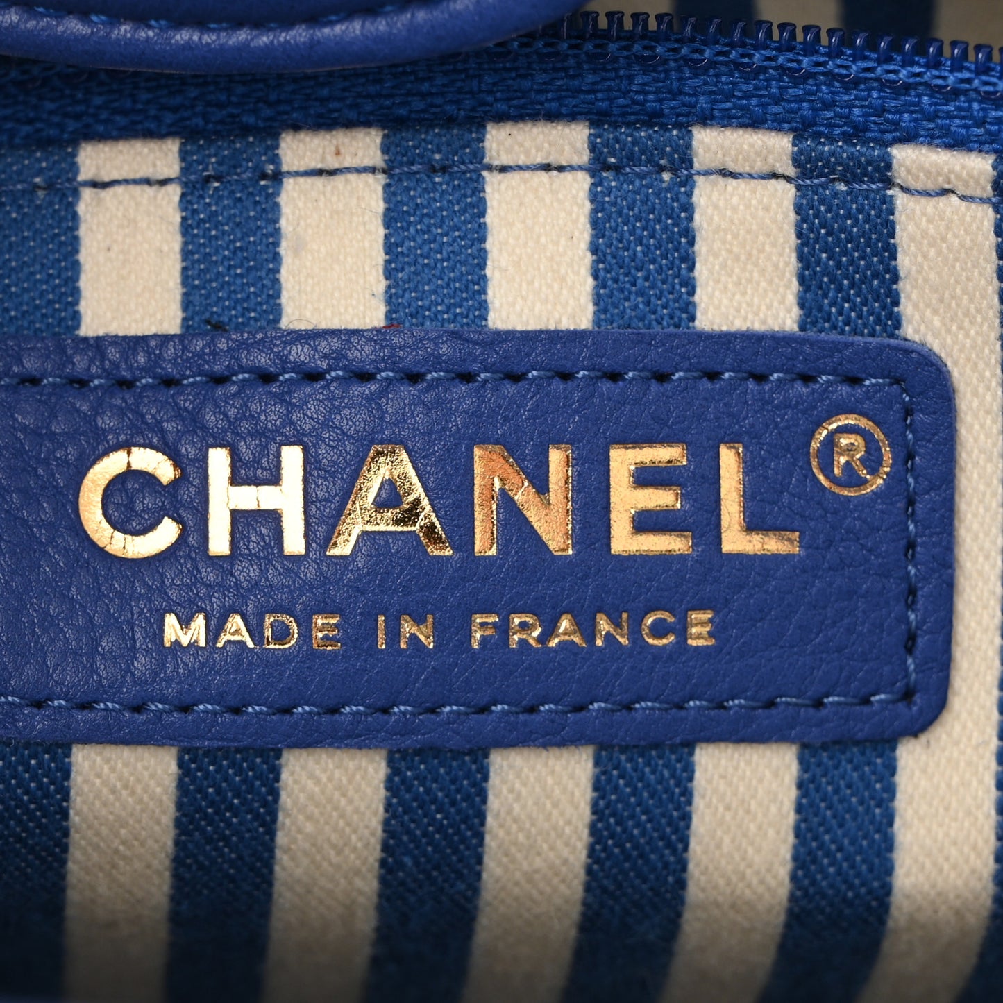 Calfskin Chevron Envelope Flap Tote Blue