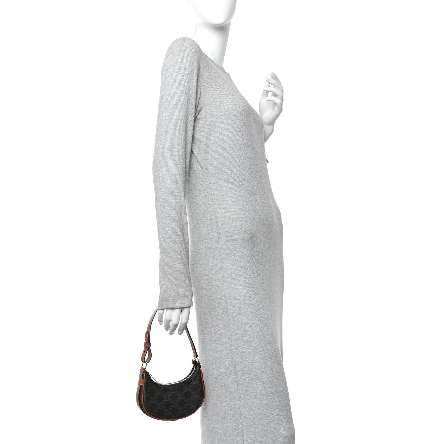 Celine Canvas Calfskin Mini Ava Triomphe Shoulder Bag Tan 2 of 11
