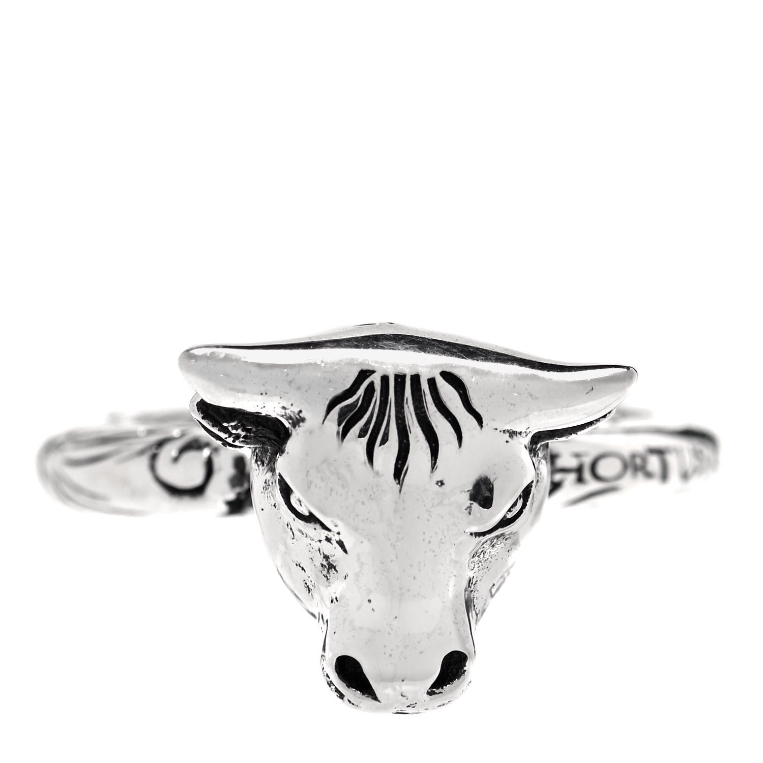 Gucci Sterling Silver Anger Forest Bull's Head Ring 54 7 1 of 4