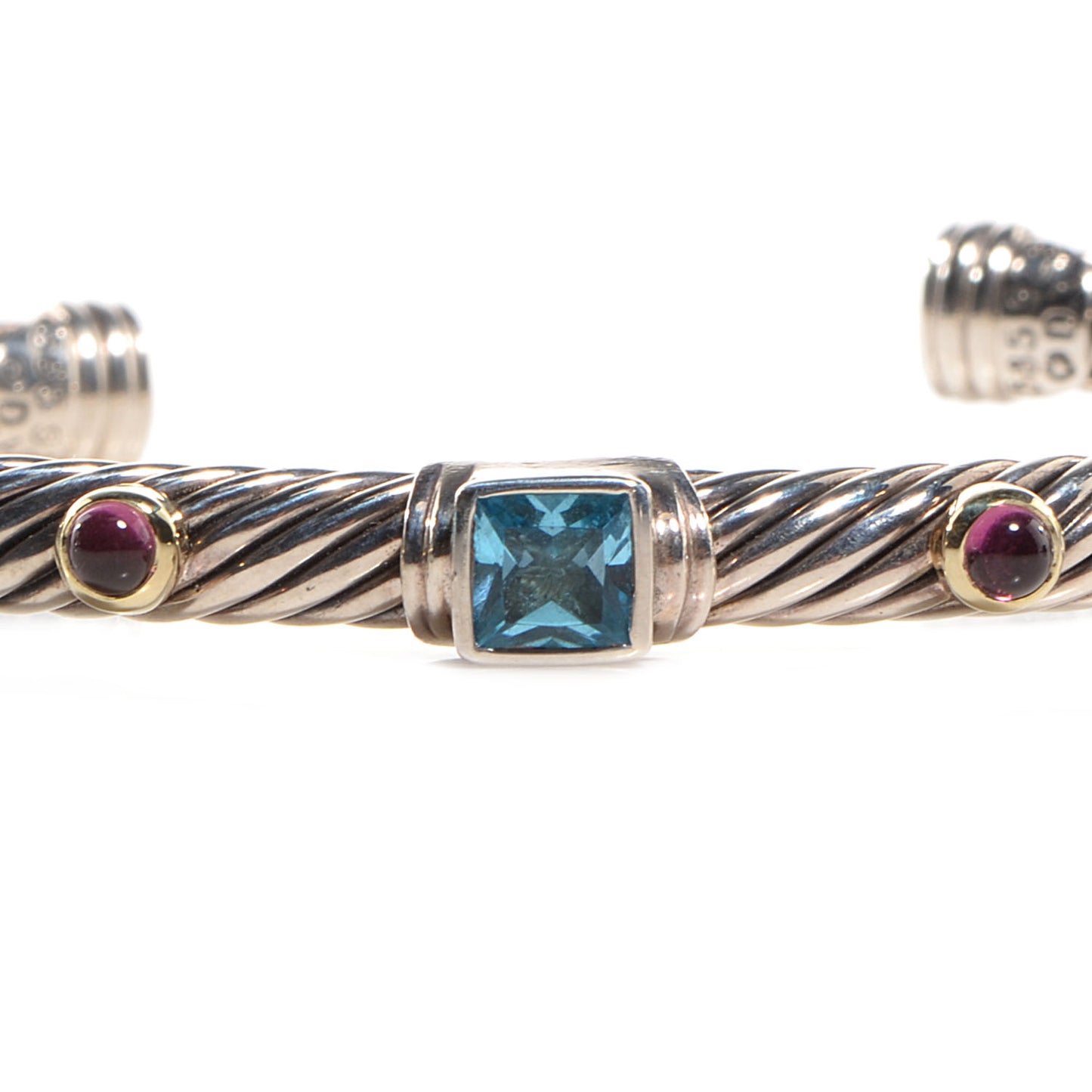 Sterling Silver 14k Gold 4mm Renaissance Bracelet Blue Topaz Pink Tourmaline