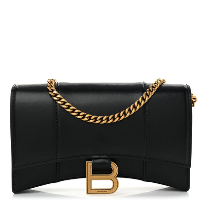 Balenciaga Shiny Box Calfskin Hourglass Chain Bag Black 1 of 10