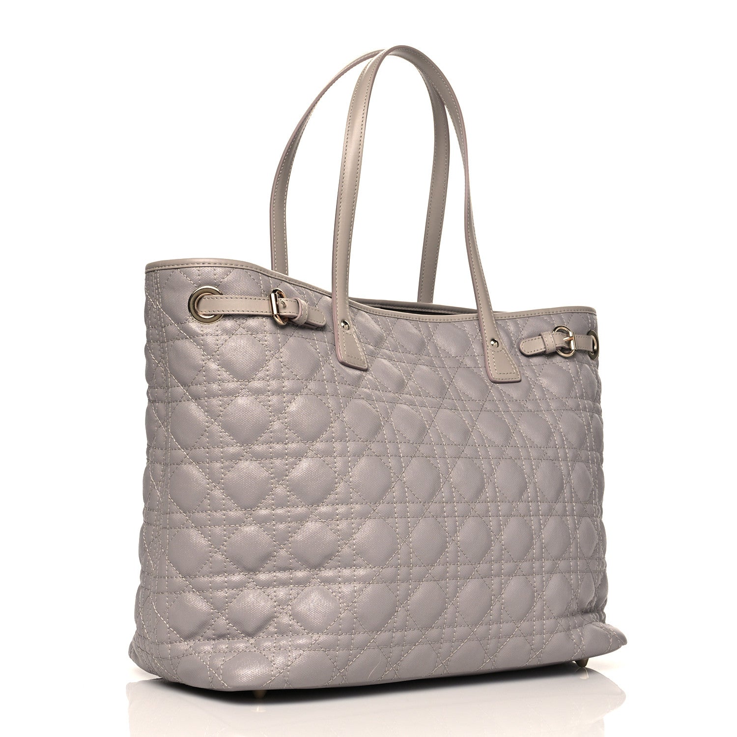 Christian Dior Coated Canvas Cannage Medium Panarea Tote Taupe 2 of 10