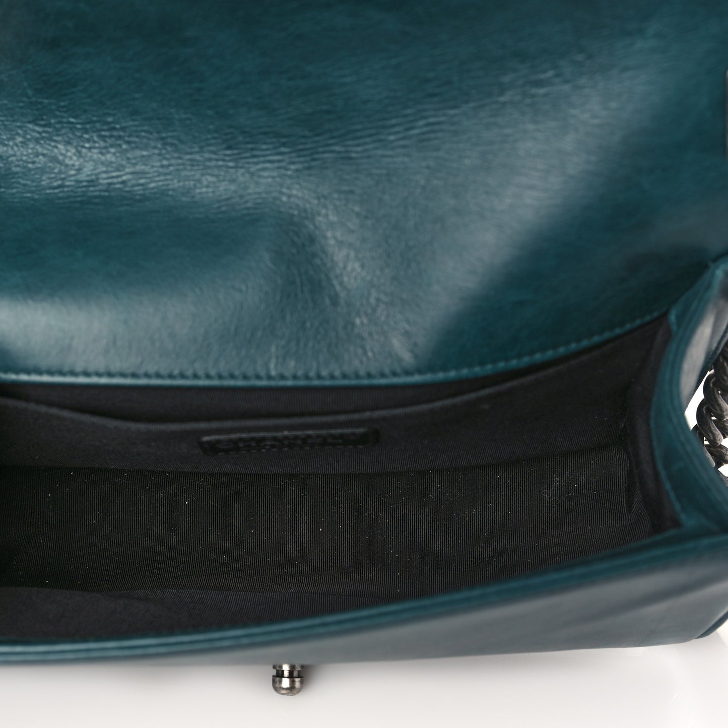 Calfskin Double Stitch Medium Boy Flap Green