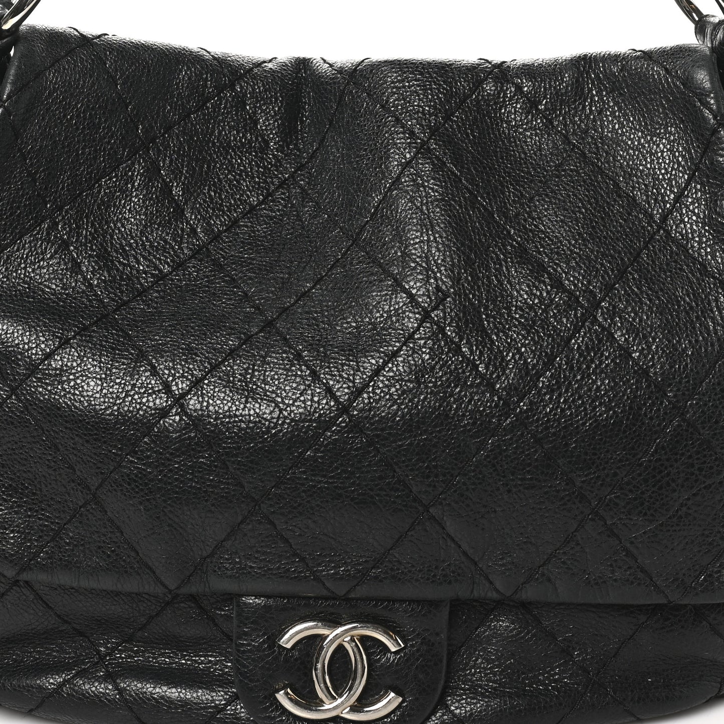 Glazed Calfskin Stitched XL On The Road Flap Black