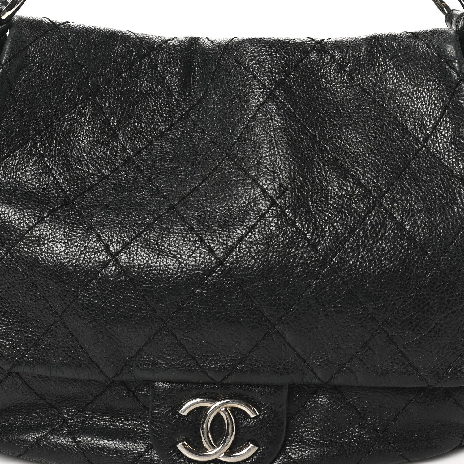 Chanel Glazed Calfskin Stitched XL On The Road Flap Black 8 of 12