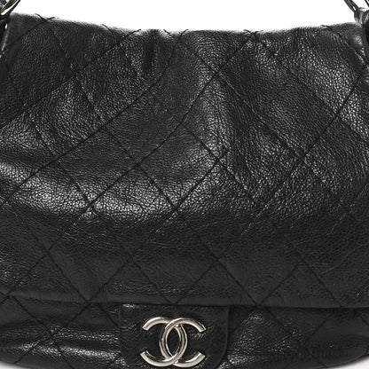 Chanel Glazed Calfskin Stitched XL On The Road Flap Black 8 of 12