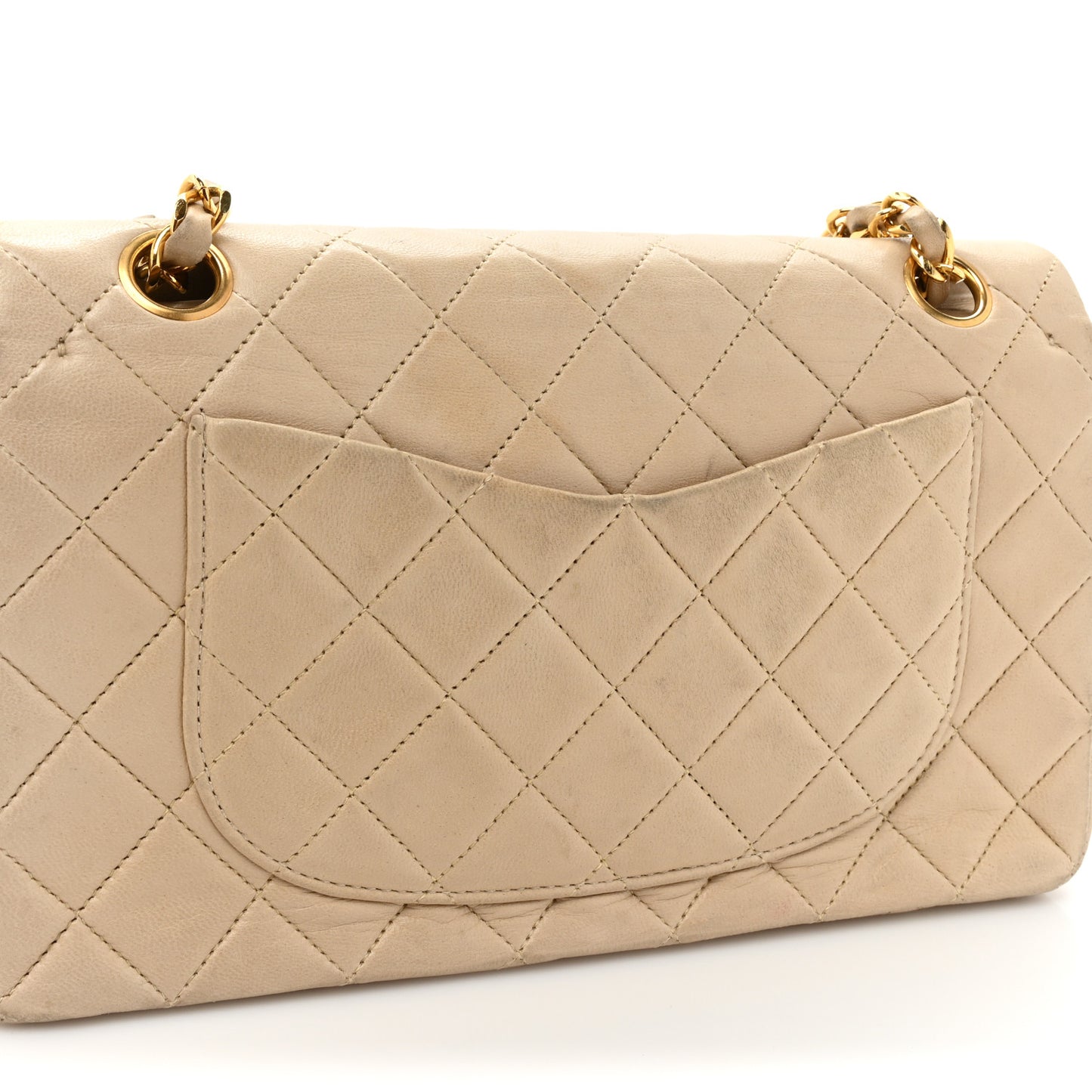 Lambskin Quilted Small Double Flap Beige