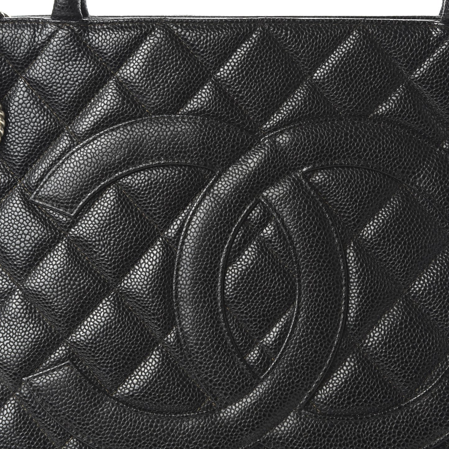 Caviar Quilted Medallion Tote Black