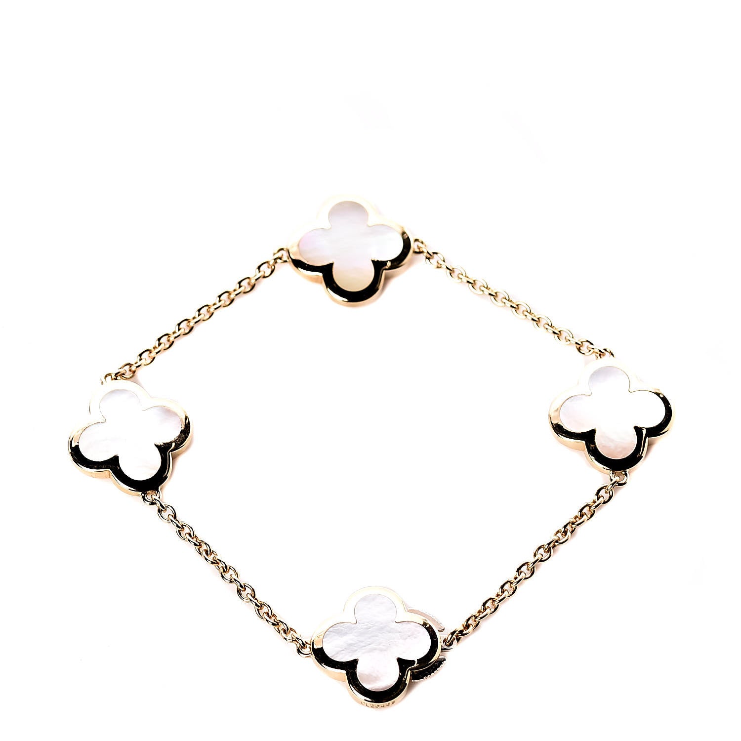 Van Cleef & Arpels 18K Yellow Gold Mother of Pearl 4 Motifs Pure Alhambra Bracelet 3 of 6