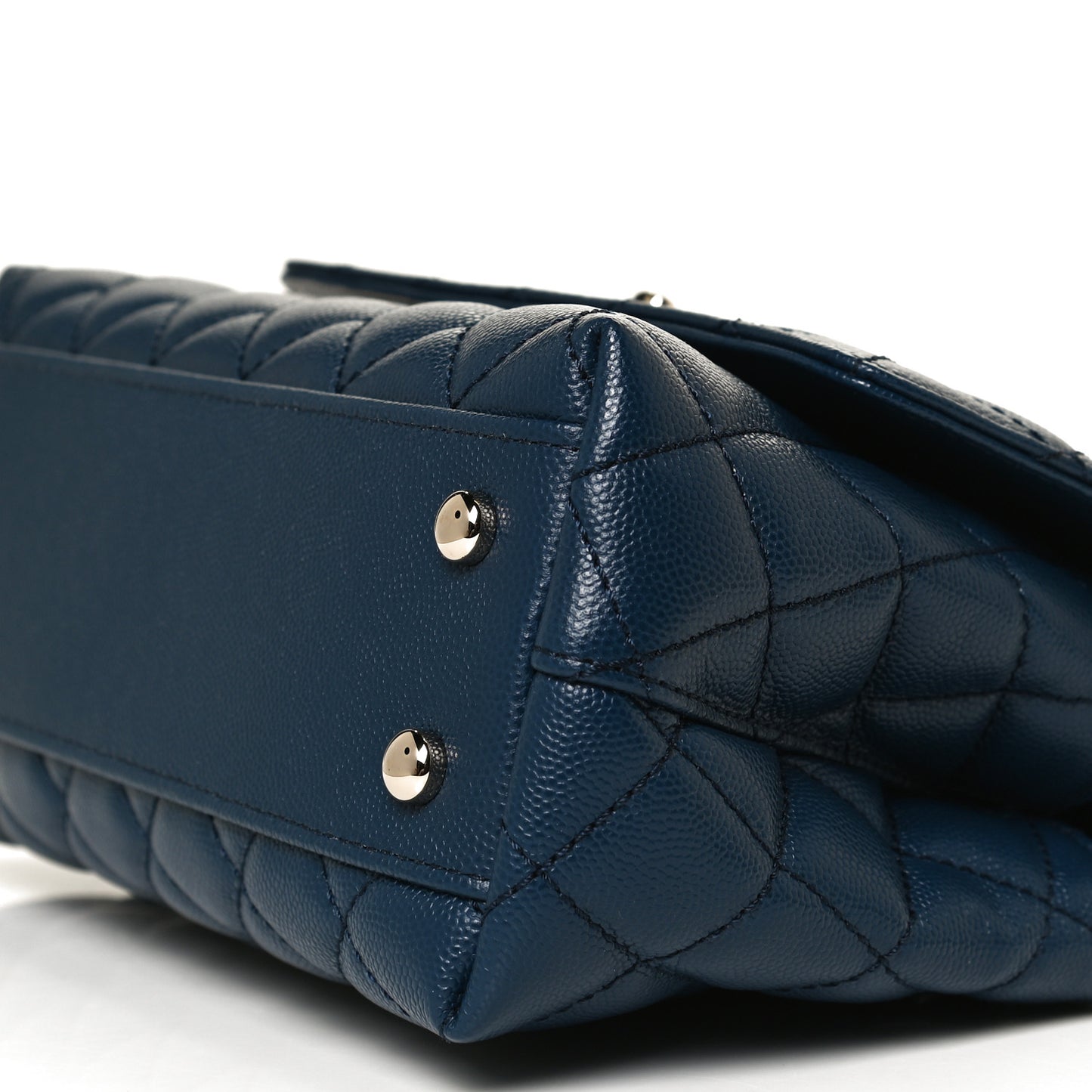 Caviar Quilted Lizard Embossed Mini Coco Handle Flap Navy Blue
