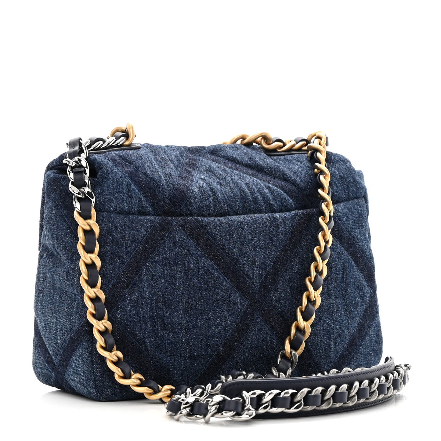 Denim Quilted Medium Chanel 19 Flap Blue