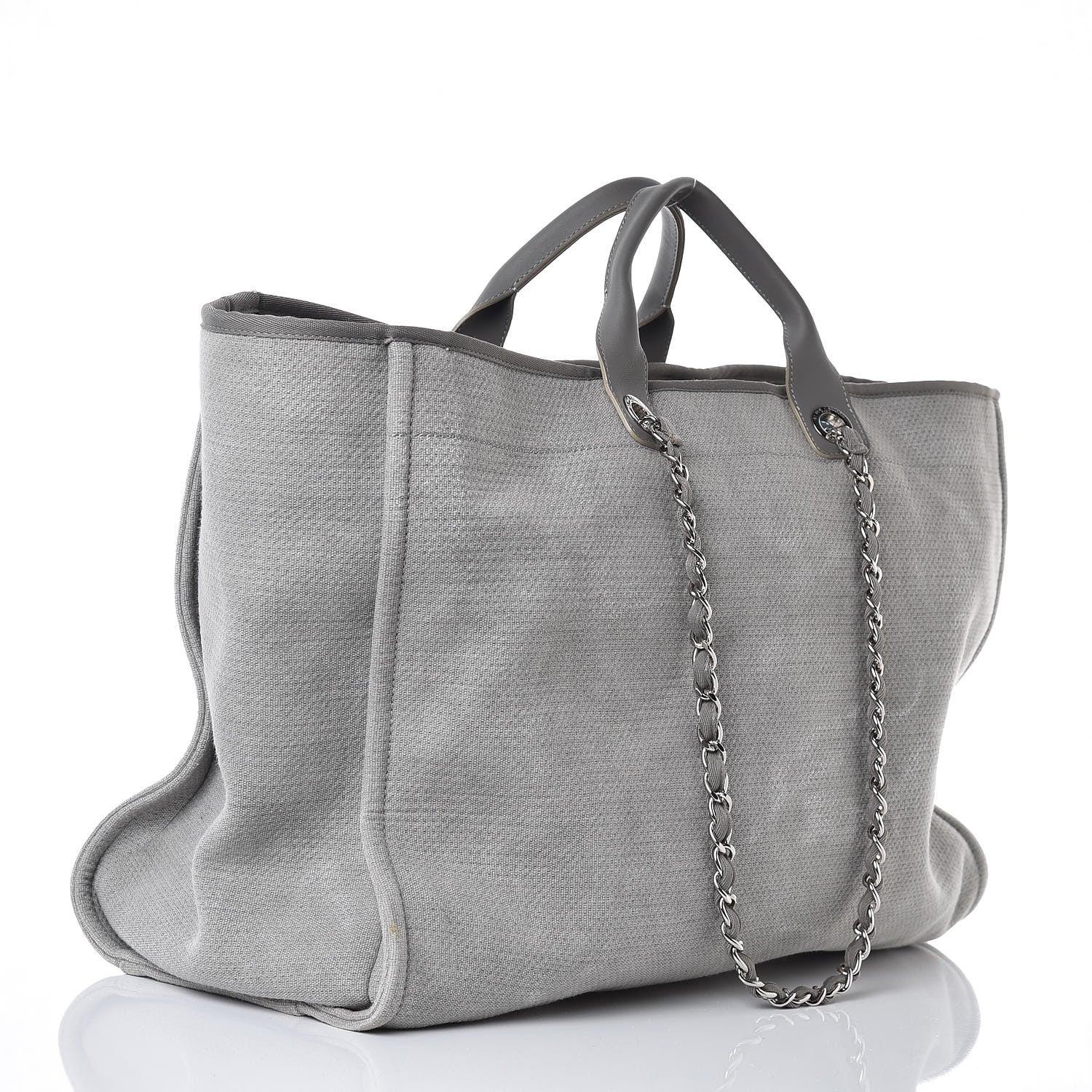 Chanel Canvas Deauville Extra Large Tote Grey 3 of 9