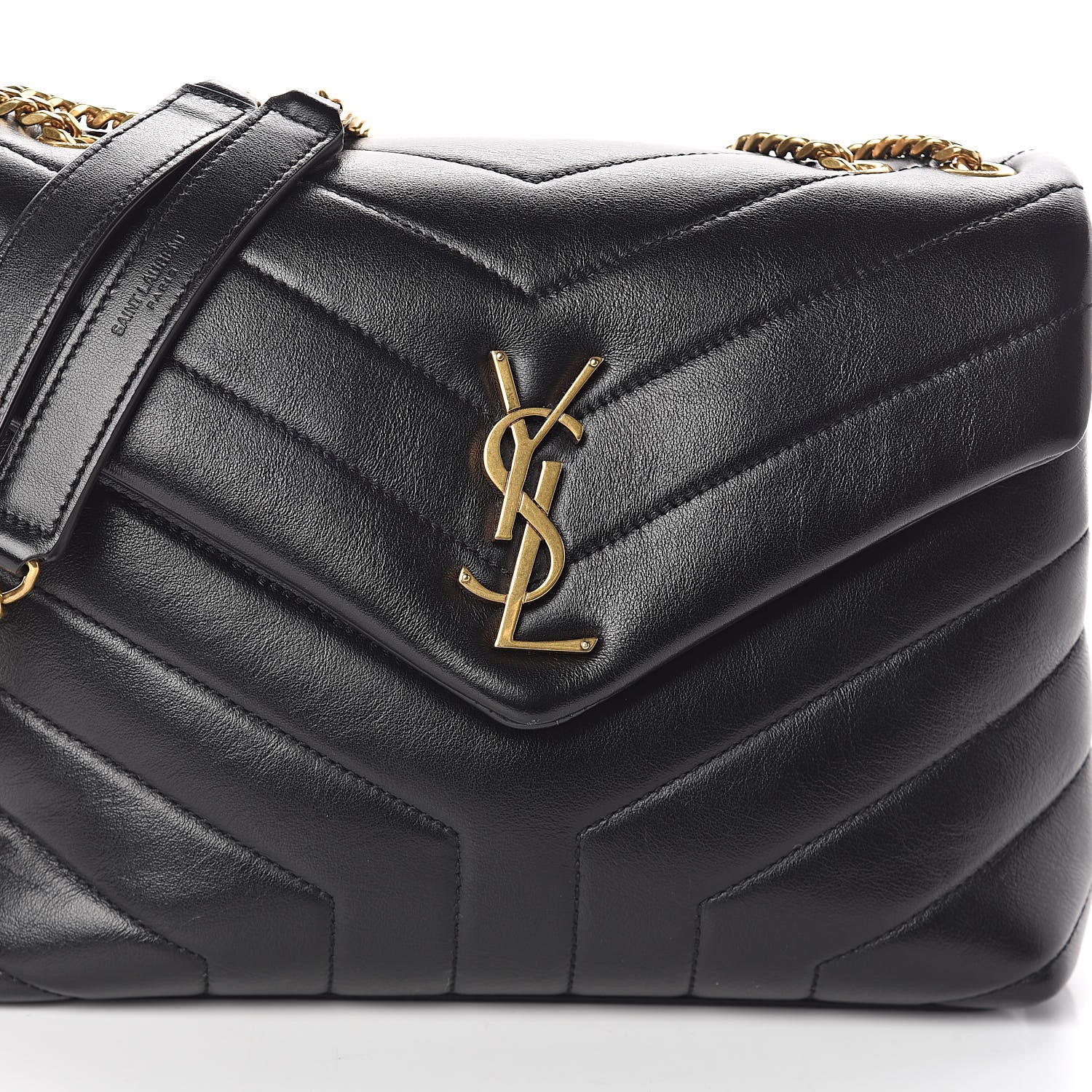 Saint Laurent Calfskin Y Quilted Monogram Small Loulou Chain Satchel Black 7 of 9