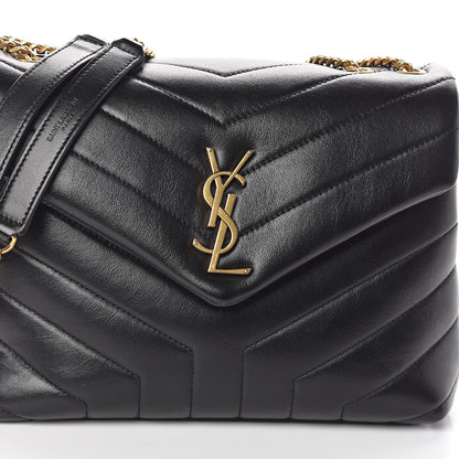 Saint Laurent Calfskin Y Quilted Monogram Small Loulou Chain Satchel Black 7 of 9