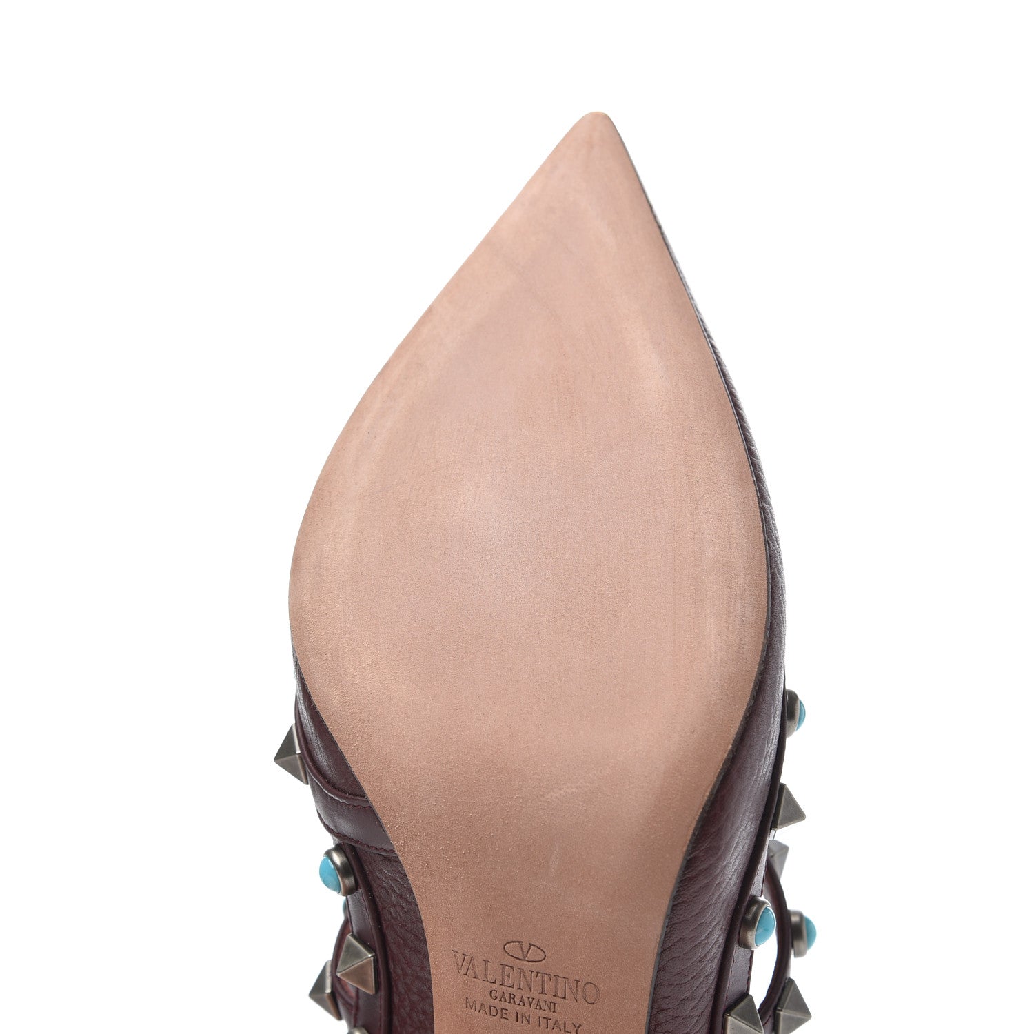 Valentino Garavani Pebbled Calfskin Turquoise Rockstud Rolling Ankle Strap 100mm Pumps 38 Rubin 18 of 20