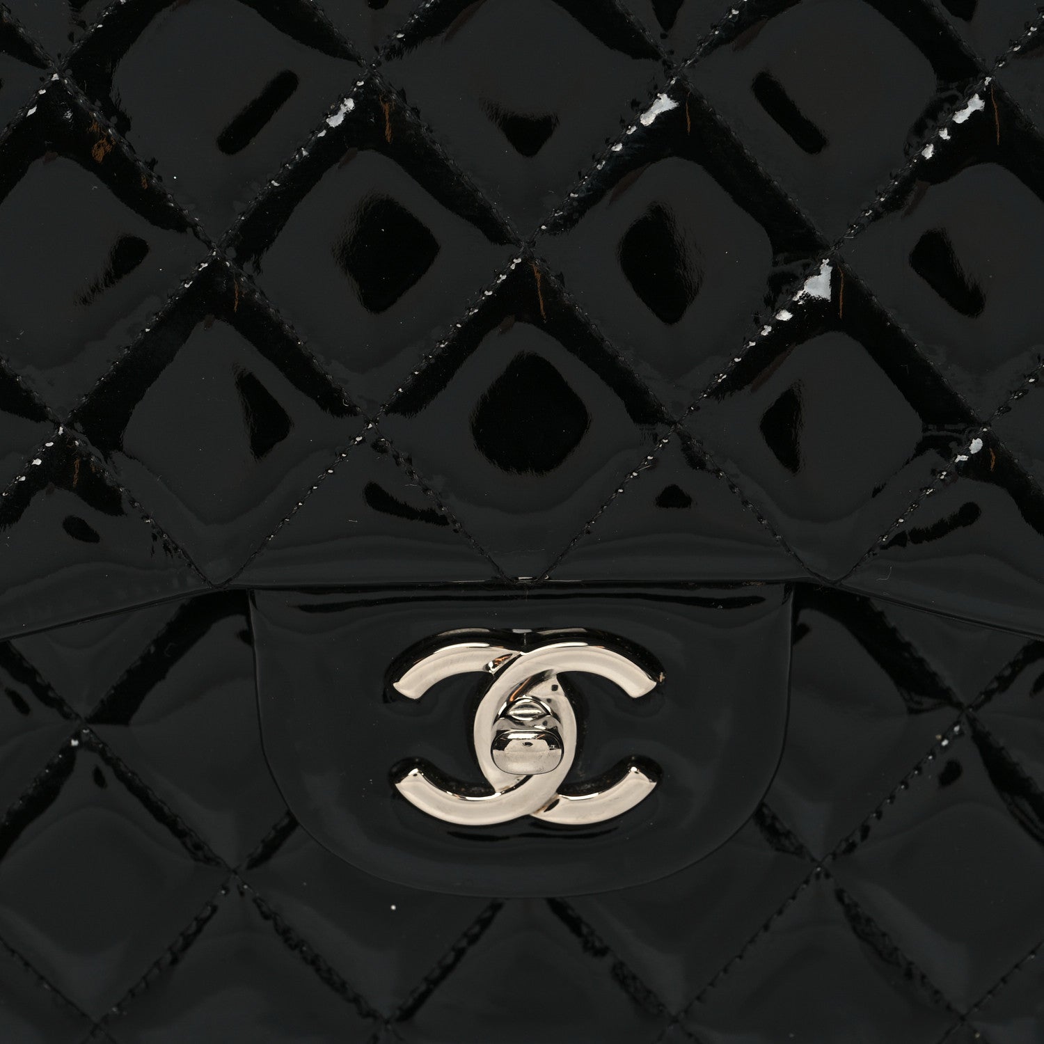 Chanel Patent Quilted Jumbo Double Flap Black 9 of 11