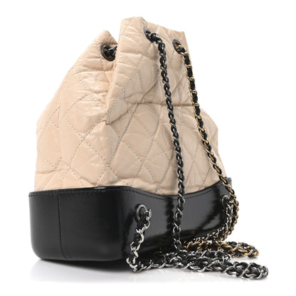 Chanel Aged Calfskin Quilted Small Gabrielle Backpack Beige Black 2 of 9